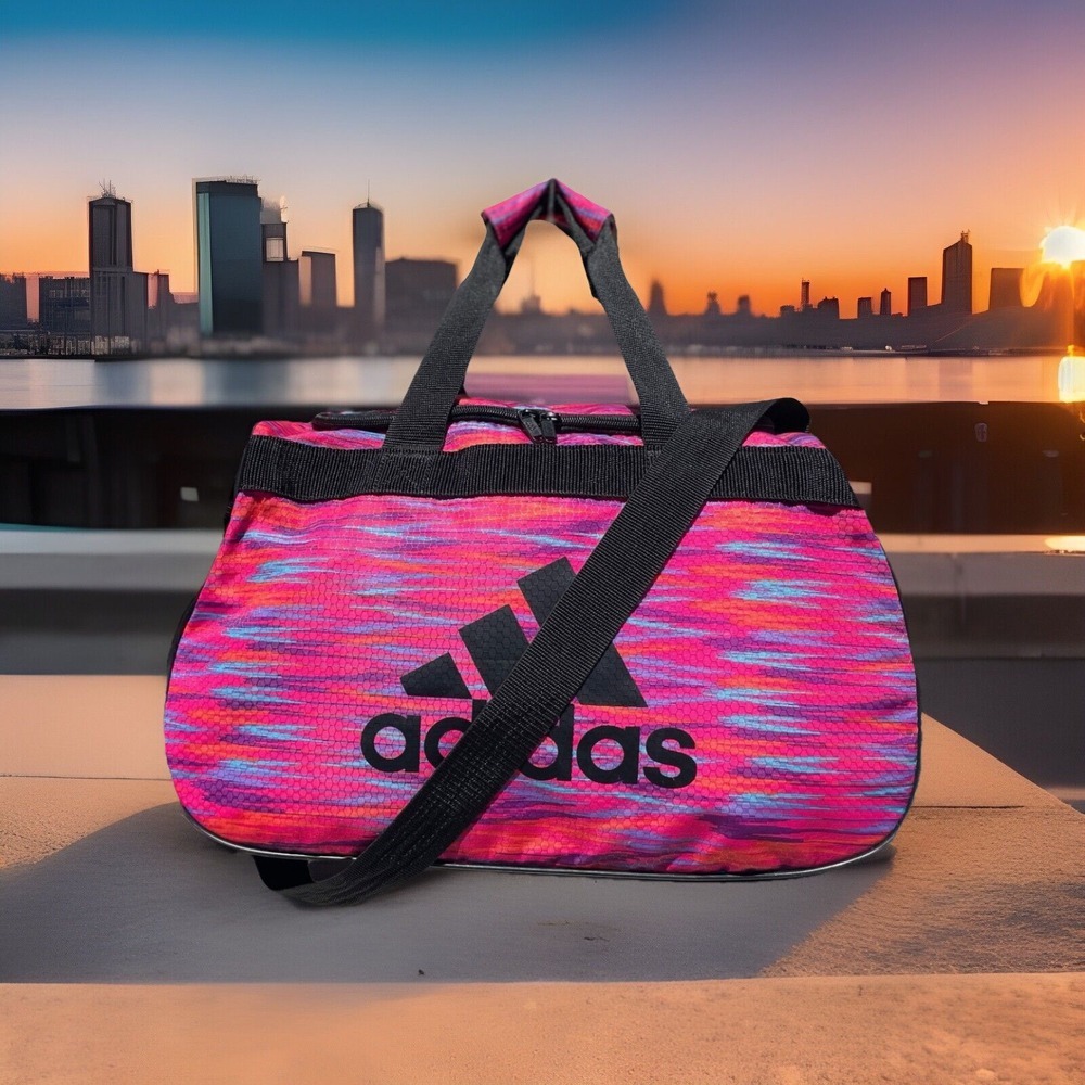 Adidas Diablo Small Duffel Bag Multi-Color Peach Pink, Black, Yellow, Aquamarine